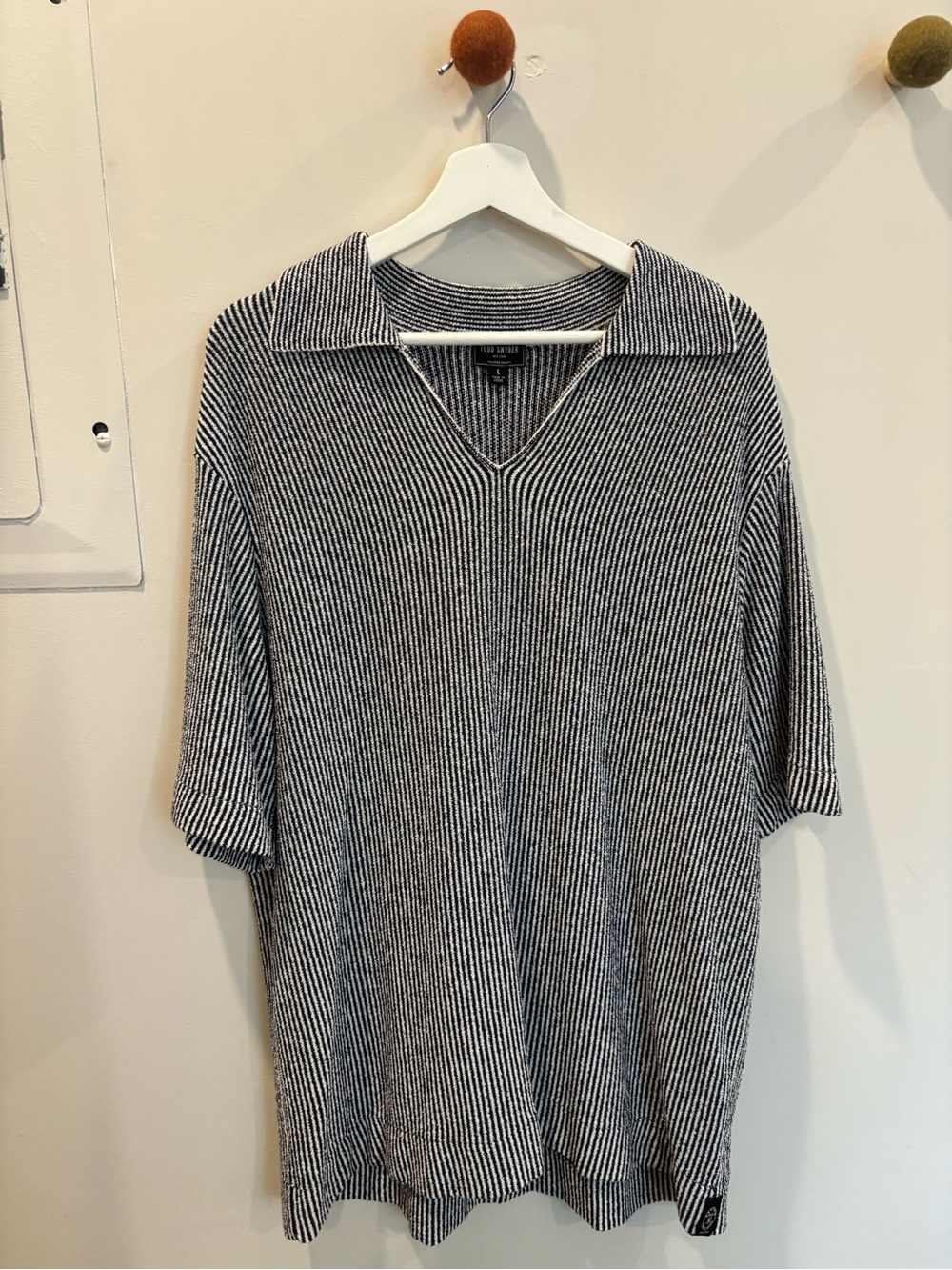 Todd Snyder Black & White Striped Polo